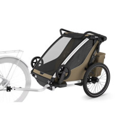 Thule Chariot Cross 2 G3 Double Faded Khaki + bike set + kočárkový set + běžecký set