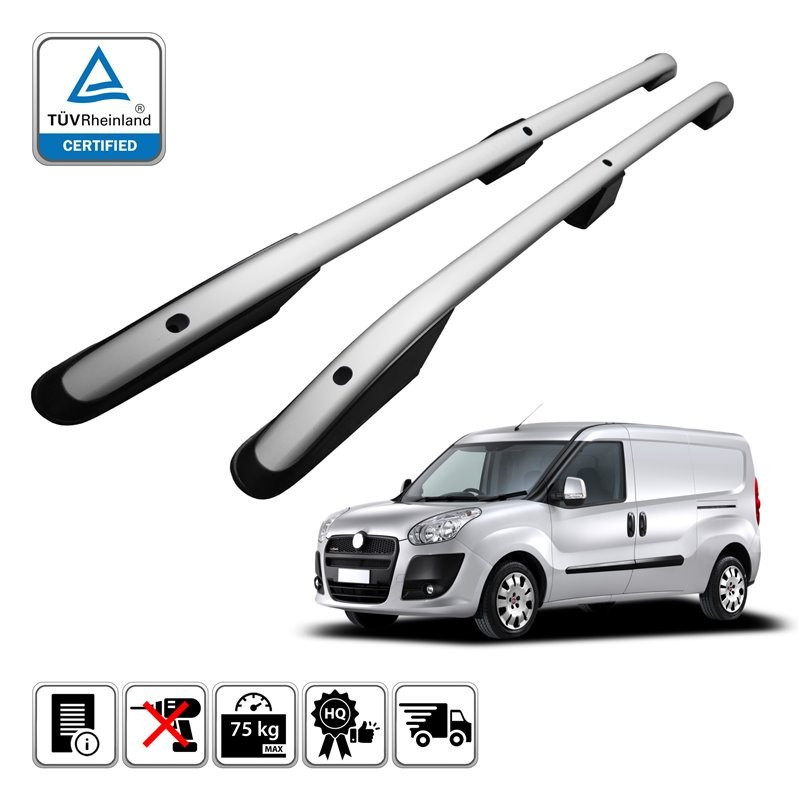 Podélné nosiče stříbrné Fiat Doblo Maxi II, r.v. 2010-2022
