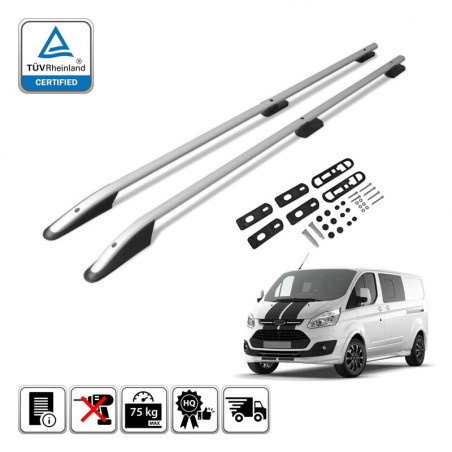 Podélné nosiče stříbrné Ford Tourneo Custom, r.v. 2012-2023 - dlouhá verze L2