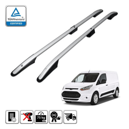 Podélné nosiče stříbrné Ford Transit Connect, r.v. 2014-2023 - dlouhá verze L2