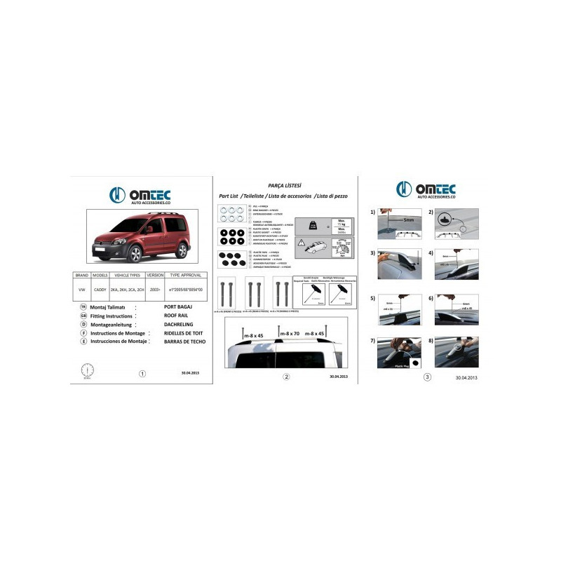 Podélné nosiče stříbrné Volkswagen Caddy MAXI, r.v. 2005-2020