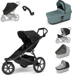 Set 7v1 Thule Urban Glide 3 Black + korbicka mid blue